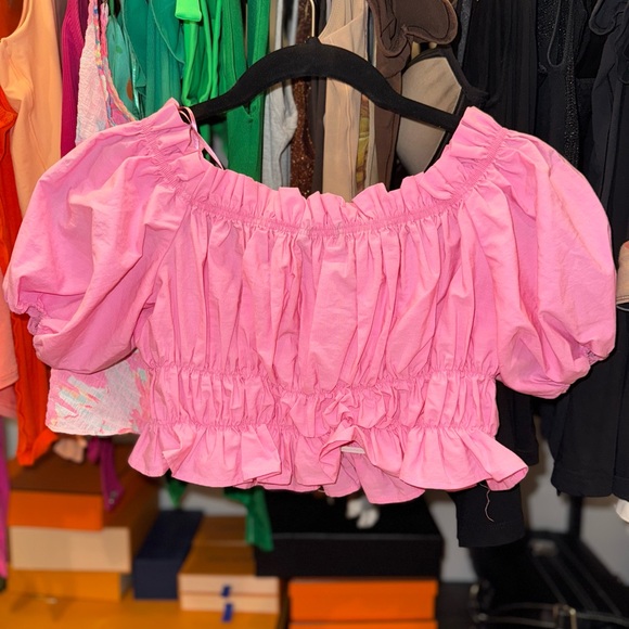 Pink Ruffled Off-Shoulder Top - Picture 2 of 2